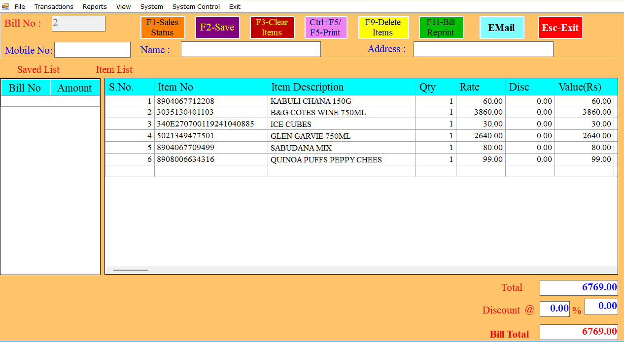 Alpine Wine Shop POS billing software