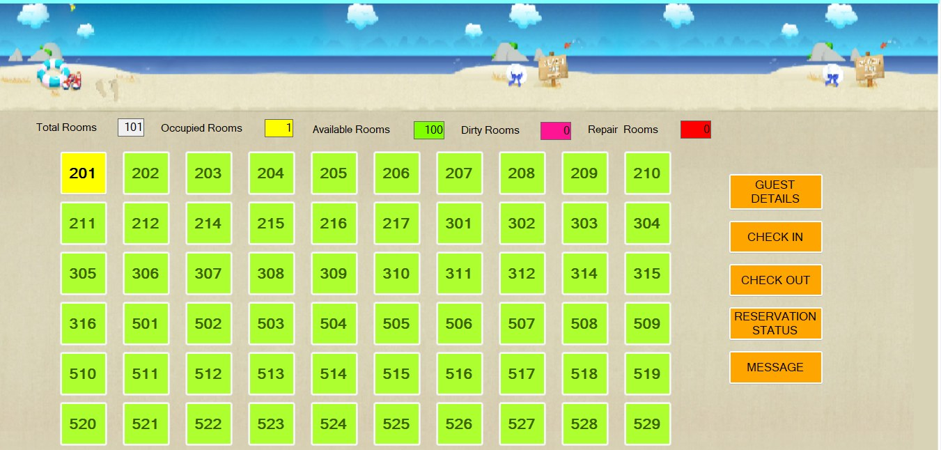 Alpine Hotel Management room status screen