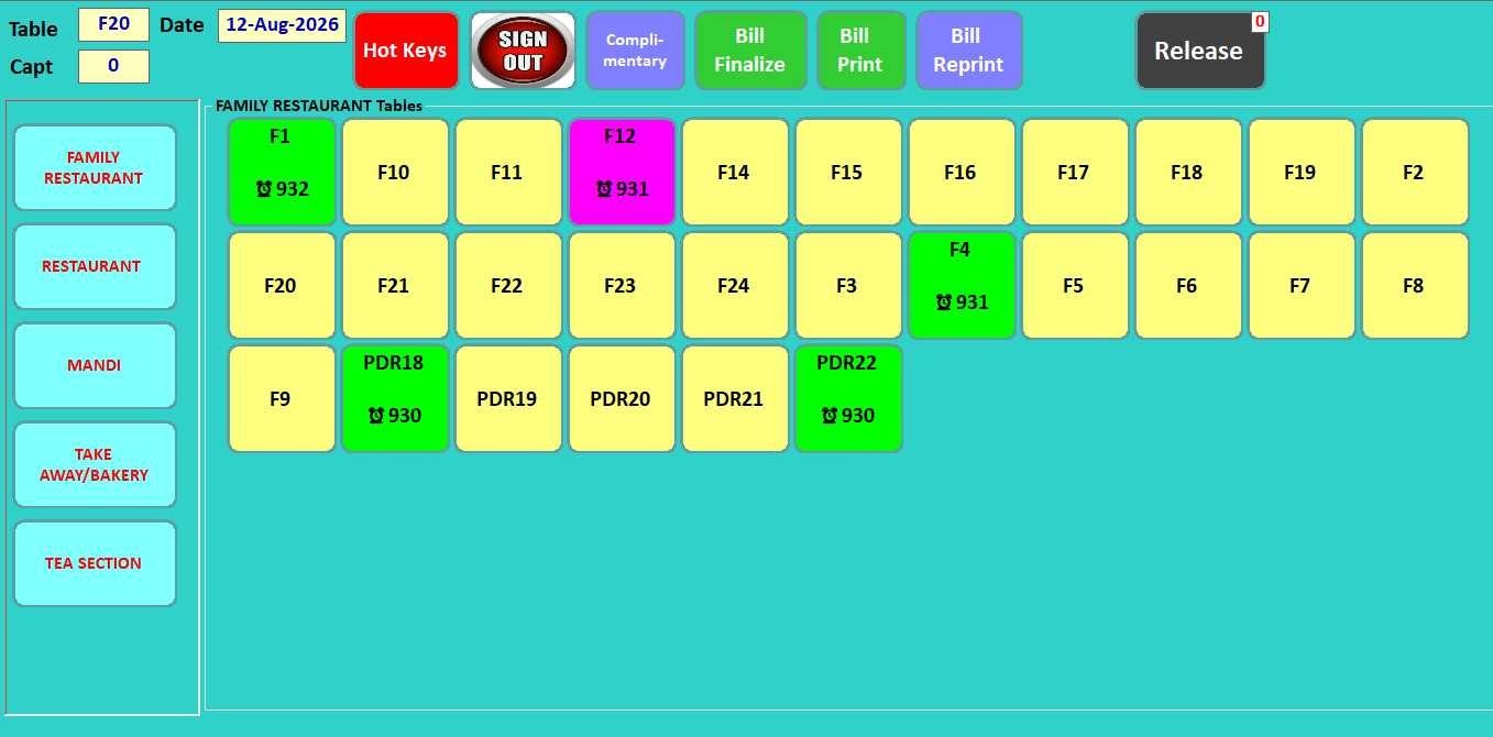 Alpine Restaurant POS KOT and kitchen management screen