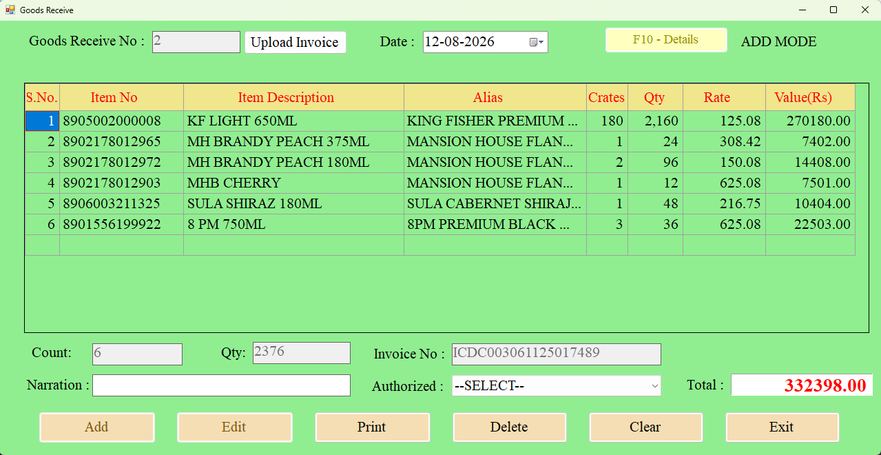 Alpine Wine Shop POS stock management